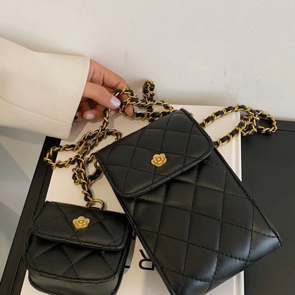 Quilted crossbody w/ small purse